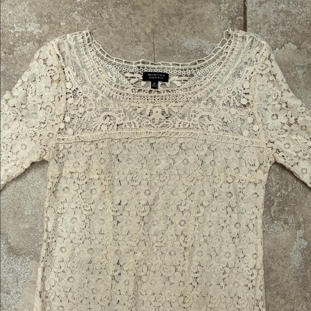 Spense Ivory Crochet Lace Midi Dress - Picture 4 of 7